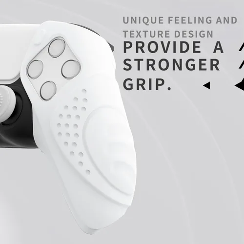 Vista 9 de PlayVital Guardian Edition - Funda ergonómica de silicona suave para PS5, compatible con estación de carga, protector de goma con tapas de palanca