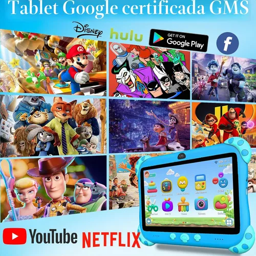 Vista 3 de YINOCHE Tablet infantil de 7 pulgadas con funda, tabletas WiFi para niños, tableta Android para niños, almacenamiento de 32 GB, cámara doble, funda