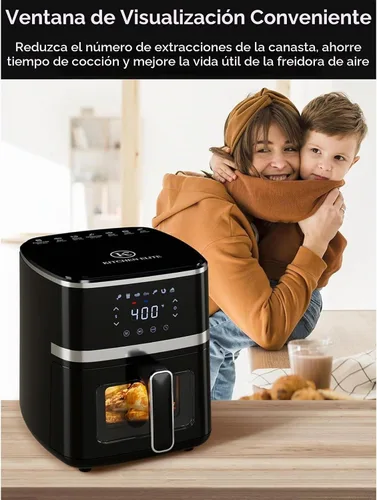 Vista 7 de Kitchen Elite Horno digital freidora de aire, olla compacta con ventana, 7 preajustes, cesta antiadherente para cocción rápida, fácil limpieza, 5.28