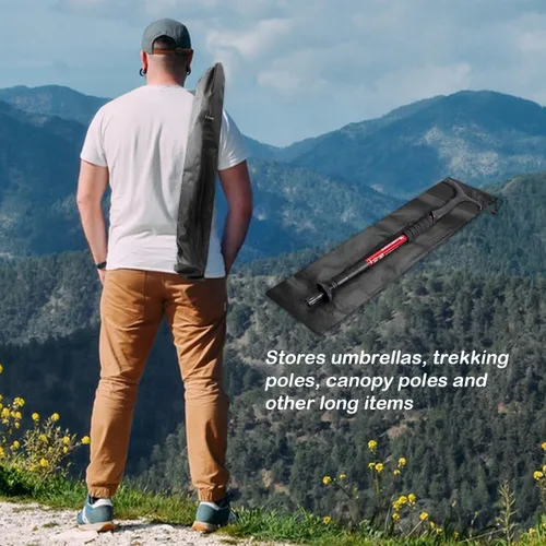 Vista 4 de 4 bolsas de almacenamiento para poste de tienda de campaña, 19 pulgadas, bolsa de transporte para bastones de trekking (negro)