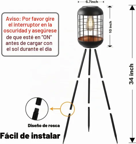Vista 2 de Lámpara solar de pie para exteriores, faroles grandes para patio