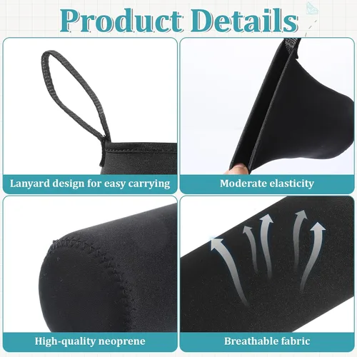 Vista 4 de 2 fundas para botella de agua, bolsa de transporte para botella de agua, 33.8 onzas, portátil, gruesa, aislada, funda protectora de neopreno