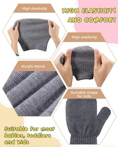 Vista 3 de Juego de 4 gorros de invierno para niños con guantes de punto, gorro suave para niños y niñas