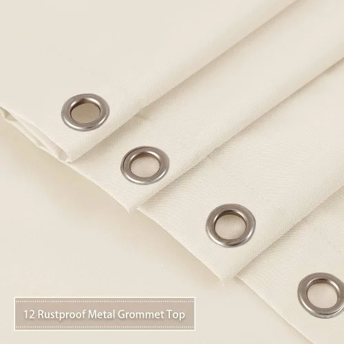 Vista 3 de Cortina de ducha de tela 100% impermeable con imanes para baño, 72 x 72 pulgadas, color marfil
