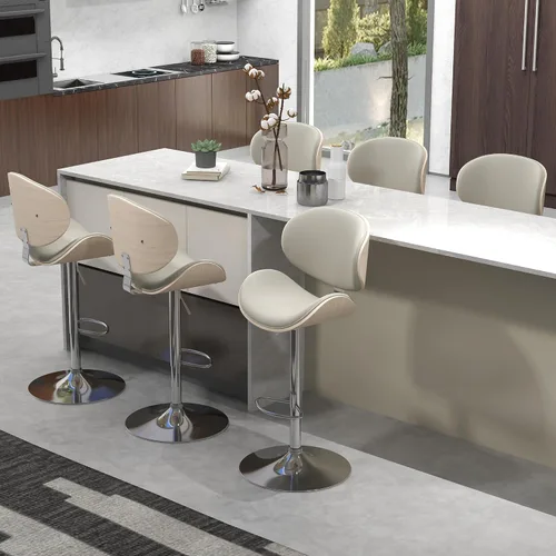 Vista 27 de civama Taburetes de bar 1 pieza para encimera de cocina, sillas de altura de barra ajustable, taburetes de bar giratorios modernos con asiento