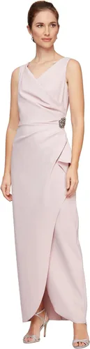 Vista 22 de Alex Evenings - Vestido largo adelgazante para mujer con falda lateral fruncida y volante en cascada Negro