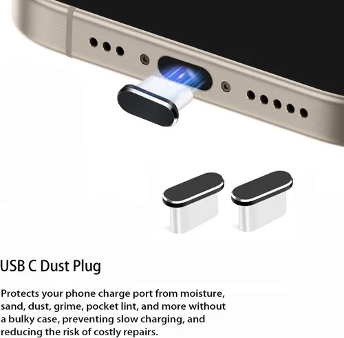 Vista 3 de Enchufe antipolvo USB C, cubierta de puerto USB C, cubierta de enchufe USB C con protector de altavoz, cubierta antipolvo compatible con iPhone 17