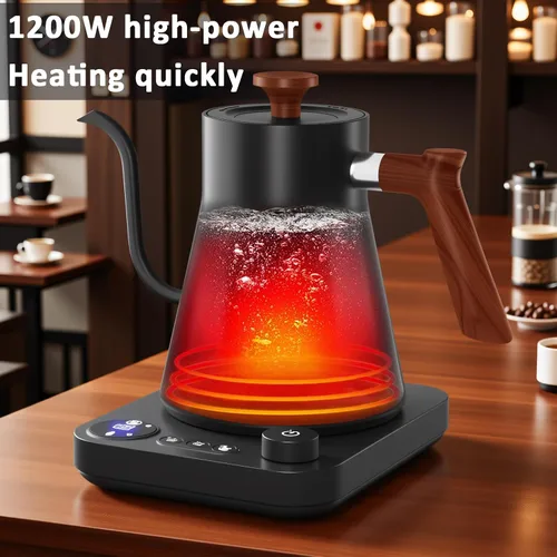 Vista 8 de Hervidor eléctrico digital inteligente con control de temperatura variable, interior de acero inoxidable, hervidor eléctrico de cuello de cisne