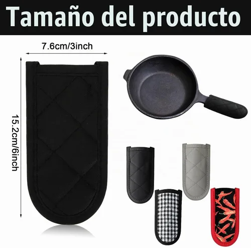 Vista 2 de Patetai - Juego de 4 fundas de mango de sartén de hierro fundido, fundas de agarre resistentes al calor
