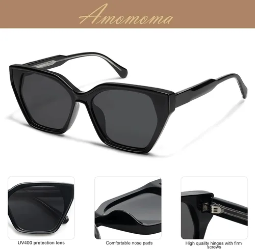 Vista 5 de Lentes de sol cuadrados de moda para mujer, elegantes lentes de sol UV400 AM6632A
