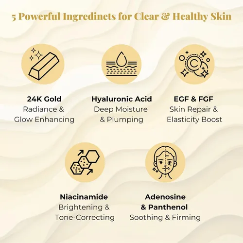 Vista 4 de BMBCO - Suero de colágeno de oro de 24 quilates, suero facial reafirmante e iluminador, 1.69 onzas líquidas With EGF & peptides, helps hydrate and