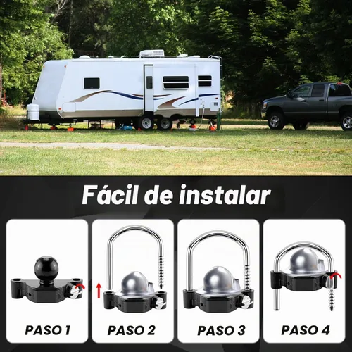 Vista 5 de Cenipar Cerradura de enganche de remolque universal con cerradura de combinación, acoplador de bola de remolque de acero resistente, se adapta a