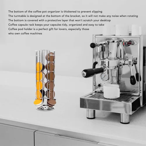 Vista 2 de Soporte para cápsulas de café, soporte giratorio giratorio para cápsulas de café, organizador de cápsulas de café para Dolce Gusto Smooth Silver