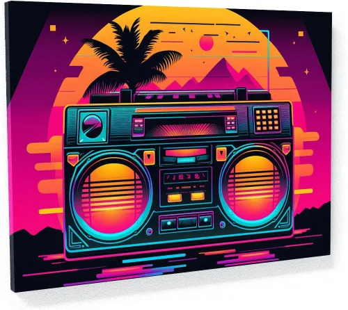 Vista 19 de Sense Canvas Synthwave Astronaut Planet 4 - Lienzo decorativo para decoración del hogar, póster pequeño de 16 x 12 pulgadas / 0.75 pulgadas