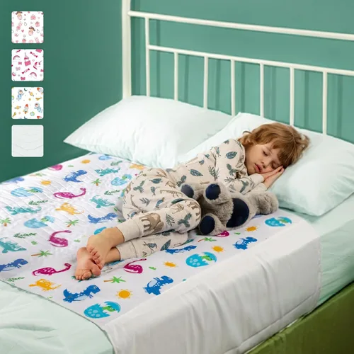 Vista 16 de IMPROVIA® Almohadillas para orinar para niños, impermeables, reutilizables, lavables, absorbentes, antideslizantes, diseño de dinosaurio