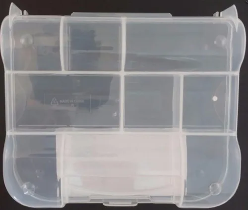 Vista 4 de Pequeñas cajas organizadoras de plástico transparente con 9 compartimentos, 7.5 x 6.5 x 2 pulgadas, juego de 4