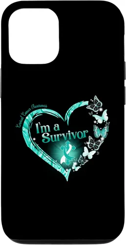 Vista 28 de Teal Ribbon Butterfly Cervical Cancer I'm A Survivor Case for iPhone 17