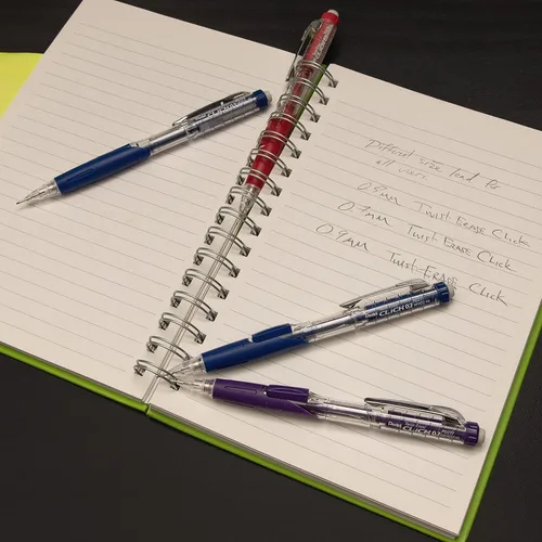 Vista 6 de Lápiz automático Pentel Twist Erase Click con 2 borradores de repuesto y minas, 0.01 pulgadas, barriles surtidos, Variados
