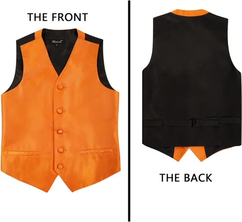 Vista 4 de Alizeal Conjunto clásico de corbatín, corbata y chaleco de traje para niños