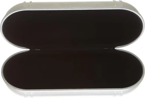 Vista 2 de Oakley Estuche de gafas de sol de metal grande para mujer, color plateado
