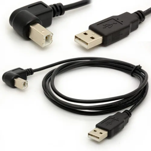 Vista 5 de 1.5M USB a cable adaptador de impresora (abajo) 90 Degree USB 2.0 A Male to B Down Angle Plug Converter Lead 480Mbps High Speed Adaptor Scanner