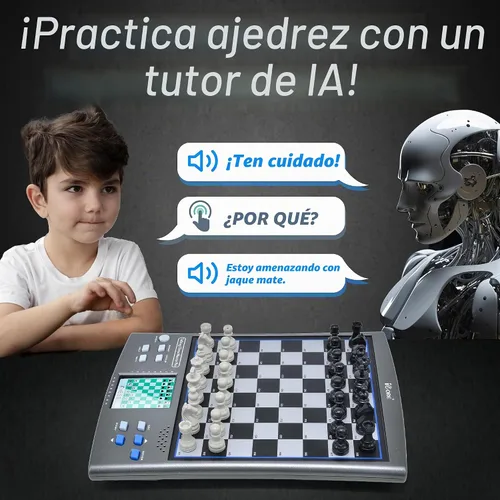 Vista 2 de iCore Juego de ajedrez electrónico, tablero de ajedrez para computadora parlante, 100 ejercicios preestablecidos, 5 niveles, 40 famosos