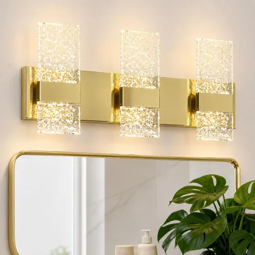 Vista 23 de Lámpara de tocador de baño moderna de cromo de 4 luces, elegantes accesorios de iluminación de baño de LED de cromo sobre espejo, accesorios