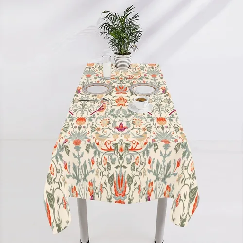 Vista 39 de Mantel Floral Retro de Pájaros, Diseño Original Bohemio William Morris Estampado Cubierta de Mesa para Hogar Picnic Fiesta Comedor Cocina William