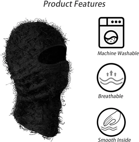 Vista 3 de TFTSR Paquete de 2 pasamontañas desgastados para hombre, máscara facial de punto Shiesty Yeat para clima frío, cobertura completa de invierno