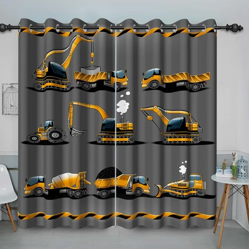 Vista 10 de Cortina opaca con diseño de dibujos animados para niños, diseño de luna, estrellas, planetas, cortinas de oscurecimiento con ojales inoxidables Azul