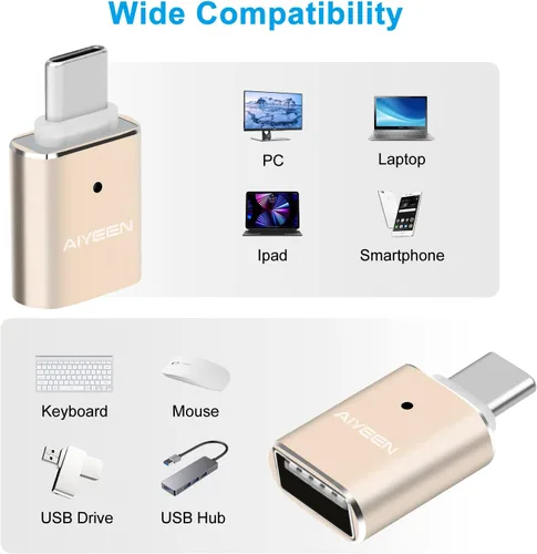 Vista 4 de Adaptador USB C a USB (paquete de 2), USB C macho a USB 3.0 hembra adaptador OTG convertidor compatible con MacBook Pro 2019/2018/2017, MacBook Air