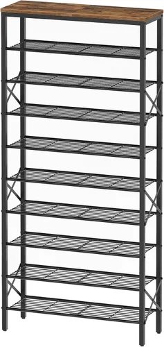 Vista 17 de YATINEY Zapatero de 8 niveles, organizador de almacenamiento de zapatos de gran capacidad que sostiene 32 pares, resistente y estable, para entrada