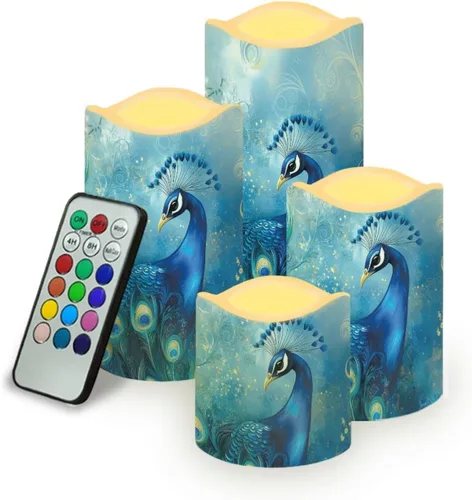 Vista 13 de Jeiento American Flag Flameless Candles 4 Pack 4th of July Home Decoration Flower American Flag LED Candles Battery Operated with Timer Remote