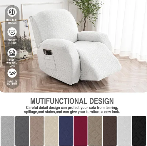 Vista 85 de Gennia Funda Impermeable para Silla Reclinable, Fundas Elásticas para Sofá Reclinable con Bolsillos, Fundas Lavables para Silla Reclinable Lazy Boy