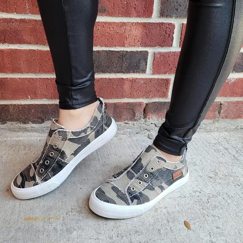Vista 5 de JENN ARDOR - Tenis de lona para mujer, zapatos deportivos urbanos y modernos de caña baja, sin cordones, uso casual