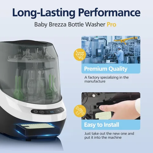 Vista 4 de Paquete de 4 filtros HEPA de repuesto para lavadora de biberones Baby Brezza Baby Bottle Washer Pro, filtración de alto rendimiento para limpiador