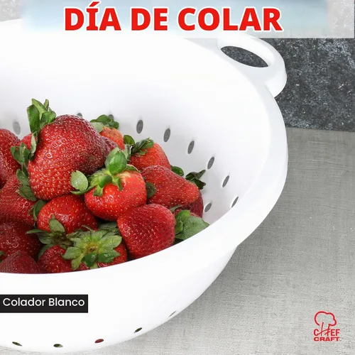 Vista 2 de Colador hondo de 11 x 5 pulgadas para 5 cuartos Chef Craft, color blanco, Paquete de 1, Blanco