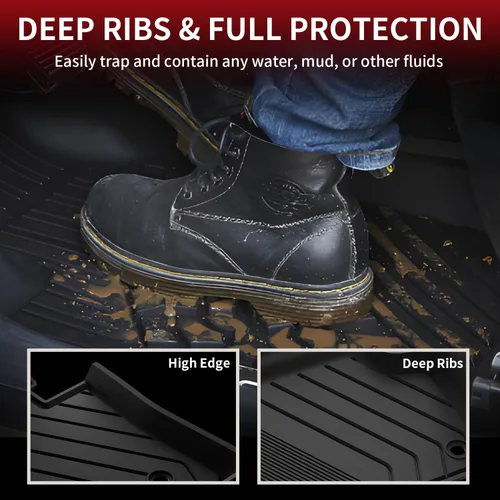 Vista 3 de LASFIT - Tapetes de suelo y maletero de auto, ajuste personalizado, de TPE, para todo tipo de clima, impermeable, juego completo, negros
