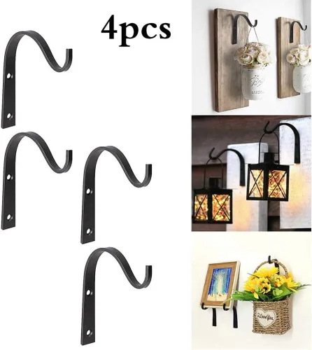 Vista 4 de Soporte para plantas colgantes, colgador de pared de metal para interiores y exteriores, gancho decorativo para colgar plantas, cesta de flores