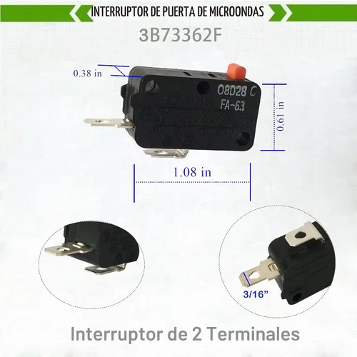Vista 2 de LONYE 3B73362F SZM-V16-FA-63 Interruptor de puerta de microondas apto para horno microondas LG GE Samsung WB24X10047 SZM-V16-FD-63 PS3522738