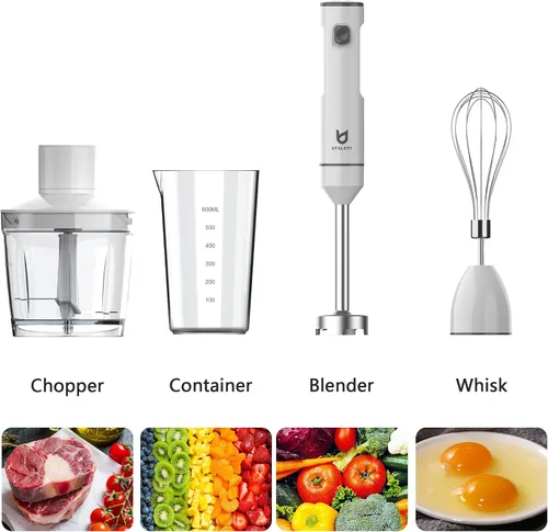 Vista 3 de UTALENT - Batidora de mano inalámbrica con picadora para batidos, alimentos para bebés y sopas Variable speed immersion blender, Brushless Motor