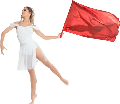 Vista 11 de Bandera de adoración con varilla escalable, bandera rectangular de poliéster de 45 pulgadas para danza al aire libre, banderas de baile de alabanza