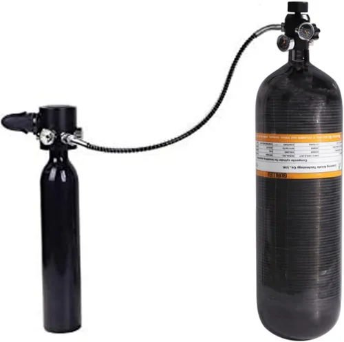 Vista 3 de TUXING Estación de llenado de paintball de tanque de aire de fibra de carbono de 6.8L 4500psi con dos medidores de presión hasta con 20 "manguera