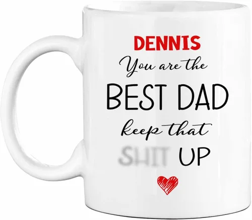 Vista 12 de Marco de fotos personalizado para niños, taza de café de regalo para papá y papá, taza de café blanca con texto en inglés "Dad We Love You", taza