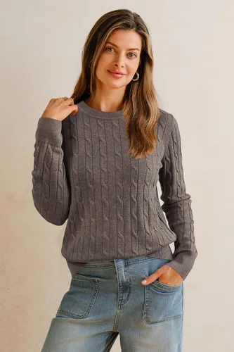 Vista 2 de Arach&Cloz Suéteres de mujer de mezcla de lana con cuello redondo clásico y casual para el otoño