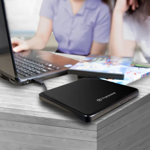 Vista 3 de Transcend Unidad óptica portátil extra delgada del escritor de DVD de 8K (TS8XDVDS-K)