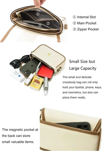 Vista 3 de Bolso cruzado de hombro para mujer, bolsos pequeños de cuero, bolsos de moda