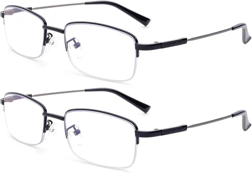Vista 2 de Newbee Fashion Gafas de lectura multifocales progresivas con bloqueo de rayos azules, brazo de titanio con memoria