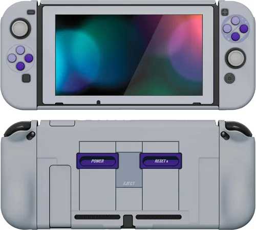 Vista 8 de PlayVital AlterGrips - Funda protectora acoplable ergonómica para Nintendo Switch, funda intercambiable para Joycon con protector de pantalla, tapas