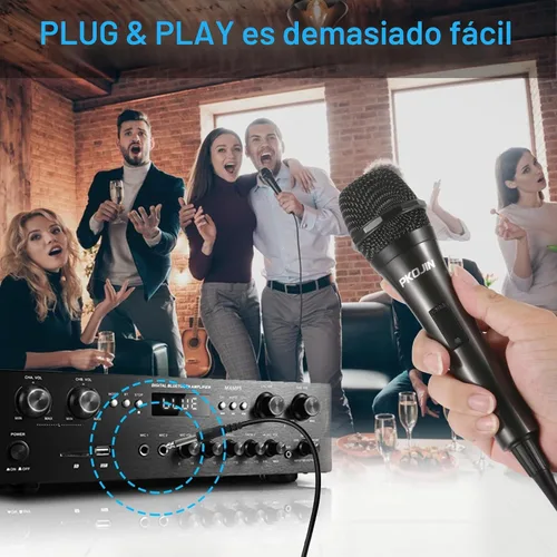 Vista 5 de Micrófono de karaoke dinámico para cantar, micrófono vocal con cable para karaoke, micrófono de mano con cable de 10 pies, micrófonos para altavoz